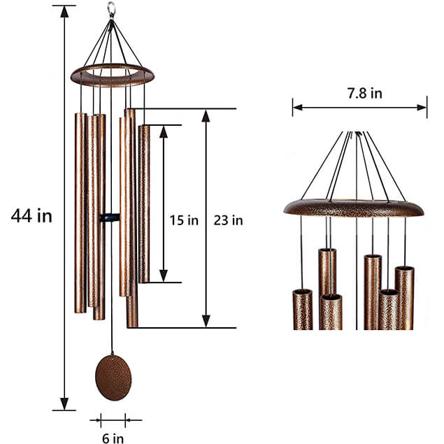 44 Inch Deep Tone Wind Chimes Large with Best Sounding Free Shipping