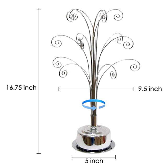 16.75 Inch Ornament Display Tree Stand Christmas Metal Rotating Free Shipping